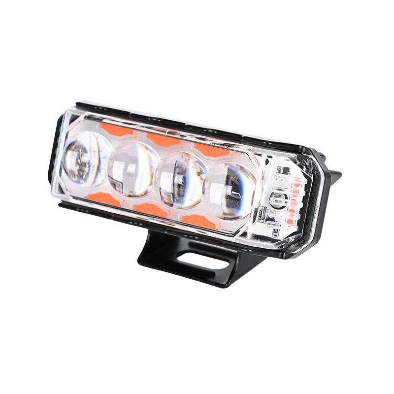 Motorcycle Spotlight with Three Sides 4 Lens LED Headlights Modified with Red and Blue Flashing