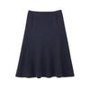 European & American Style Double-Breasted Wool Blend Short Blazer Cape with Midi Skirt