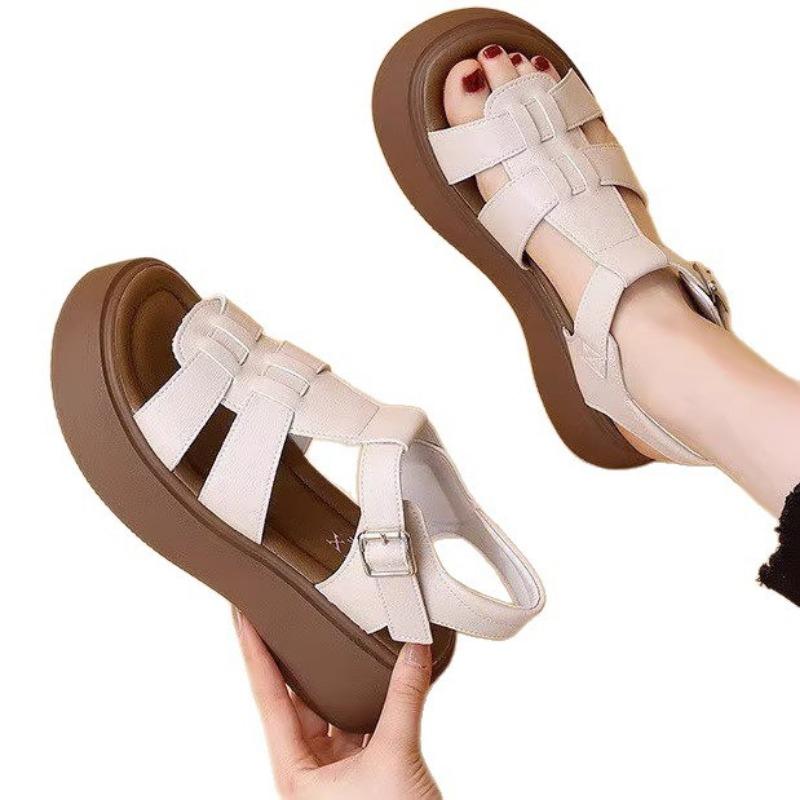 Retro Thick-soled Sandal Season's New Versatile Hollowed-out Casual Breathable Women's Shoes