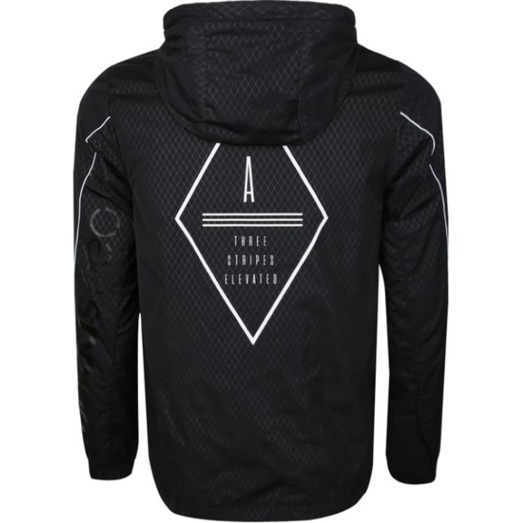 Adidas Neo Solid Color Windbreaker Hooded Zip Jacket Men Jackets Black DW8094