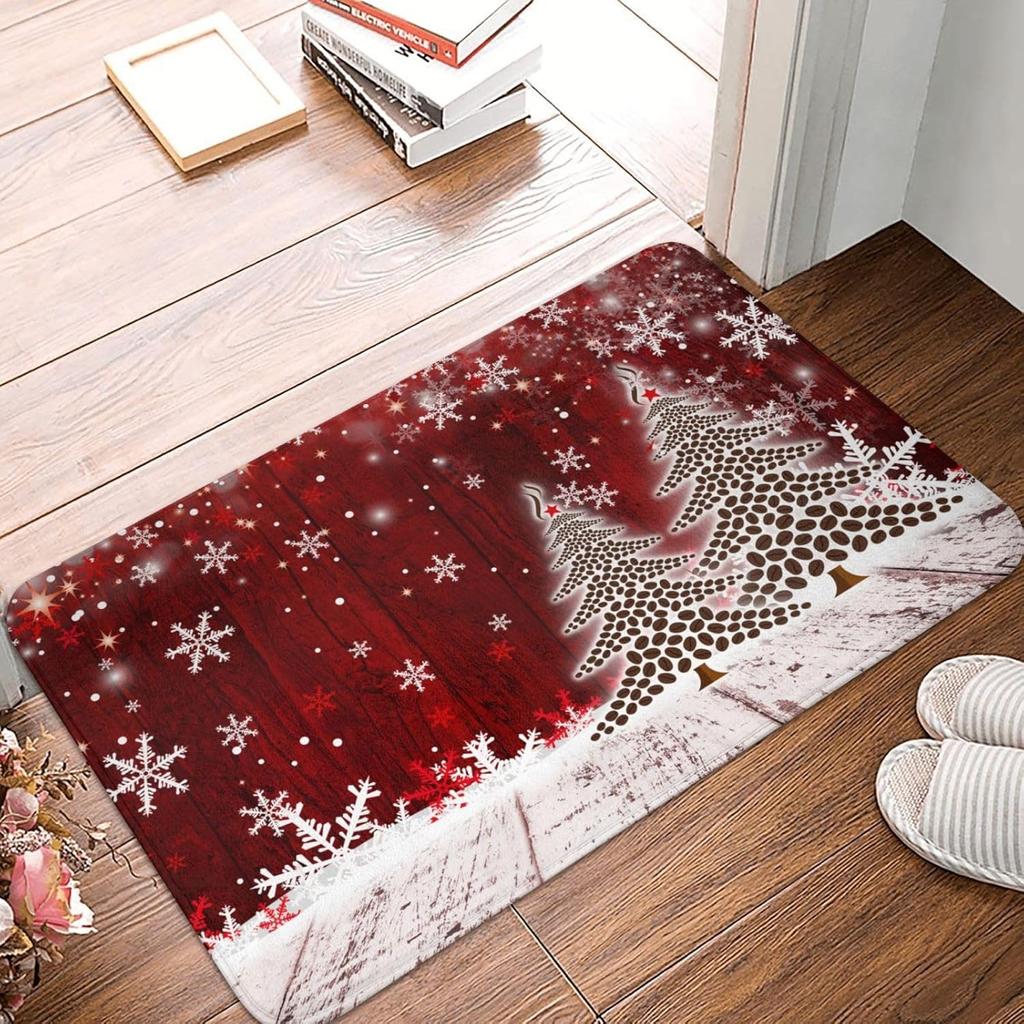 VIKAMA Christmas Cartoon Floor Mat Christmas Bells Snowflake Area Carpet Home Decor Indoor And Outdoor Welcome Doormat