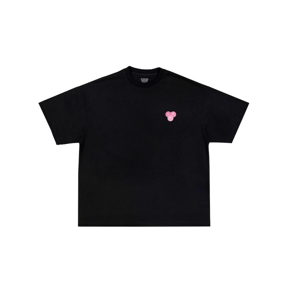 T-shirt Attention Peinture Fraîche Black Pink