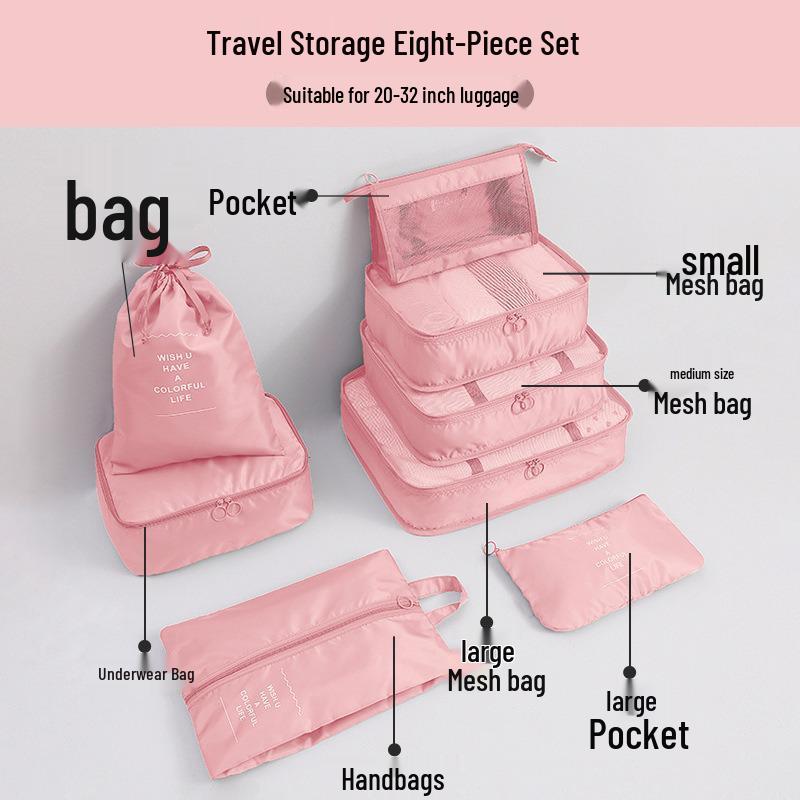 6-8 Piece Travel Storage and Organizer Bag Set for Clothes and Underwear