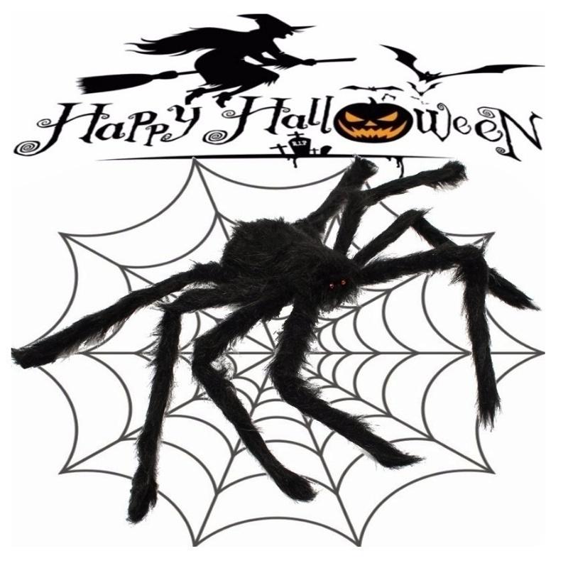 200cm Halloween Big Plush Spider Horror Halloween Decoration Party Props Giant Spider Decor 30-200cm Black Spider Plush Toy