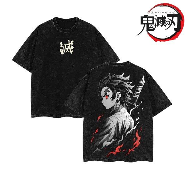 

2026 Oversized Demon Slayer Anime Vintage Washed T-shirt Man Women Short Sleeve Tee Parent-child Loose Casual Tops Summer Y2k... S разноцветный
