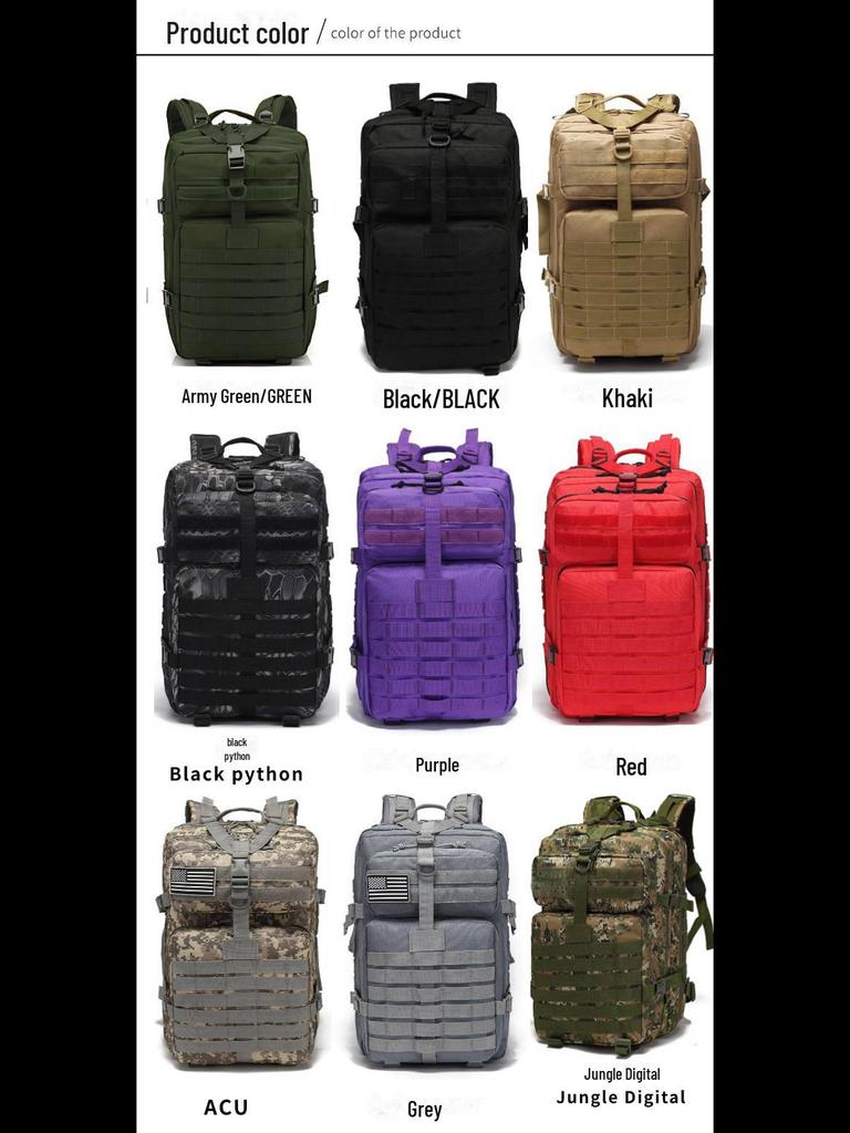 Tear-Resistant Multi-Function Tactical Hiking Backpack with Outdoor Equipment Storage