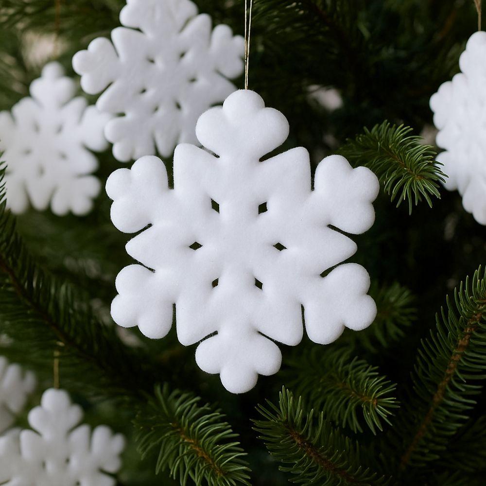 Flocking Plush Hanging Snowflake Simulation Artificial Christmas Snowflake  Festive Scene