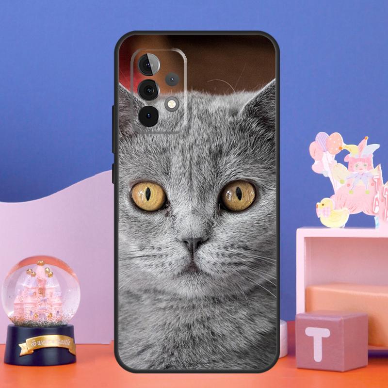 Custodia per Gatto British Shorthair per Samsung Galaxy A55 A16 A26 A36 A56 A54 A34 A14 A15 A35 A52 A12 A32 A13 A33 A53 A17