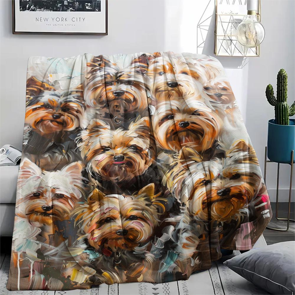 1Pc Rottweiler Dog Print Flannel Blanket, High quality Comfortable for All Seasons, Home Decor, Warmth and Comfort, Perfect for Christmas Gifts
