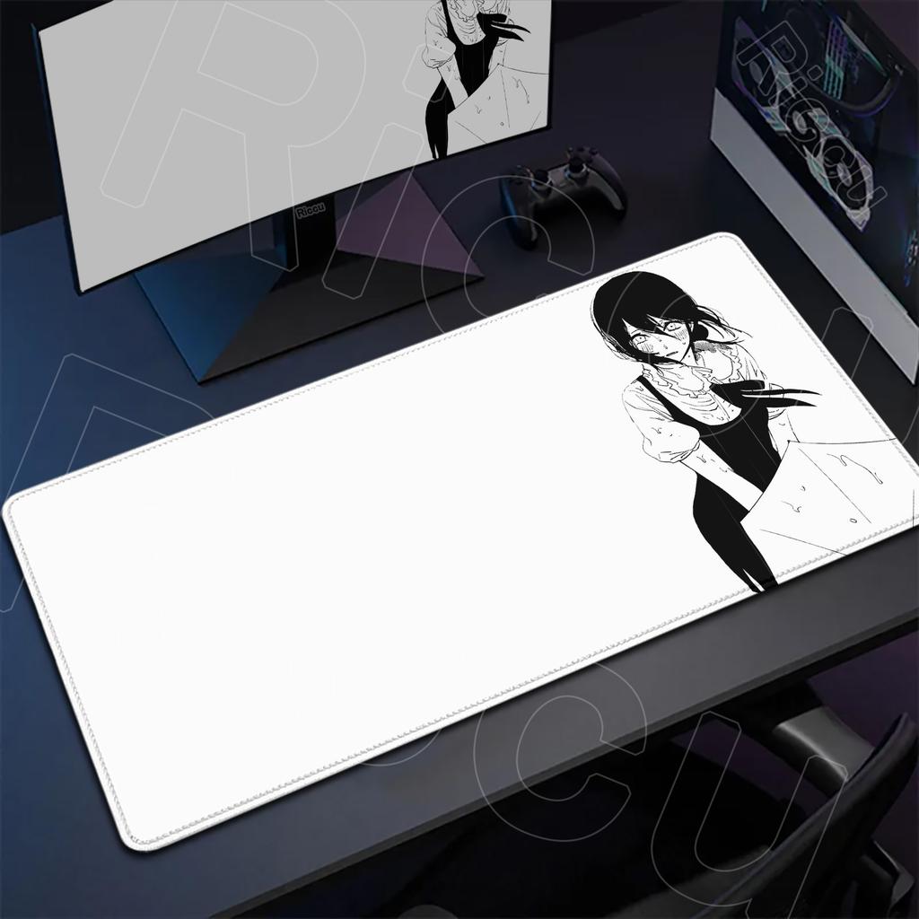 Large Writing Non-slip Office Student Gamer Mat Cute Reze And Flower Art Table Laptops C-Chainsaw Mans Thicken Durable Mouse Pad