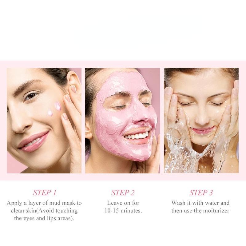 LAIKOU Sakura Mask Mud Revigorant Curatare profunda Albire Pore Shrinking Mask Produse de ingrijire a pielii faciale