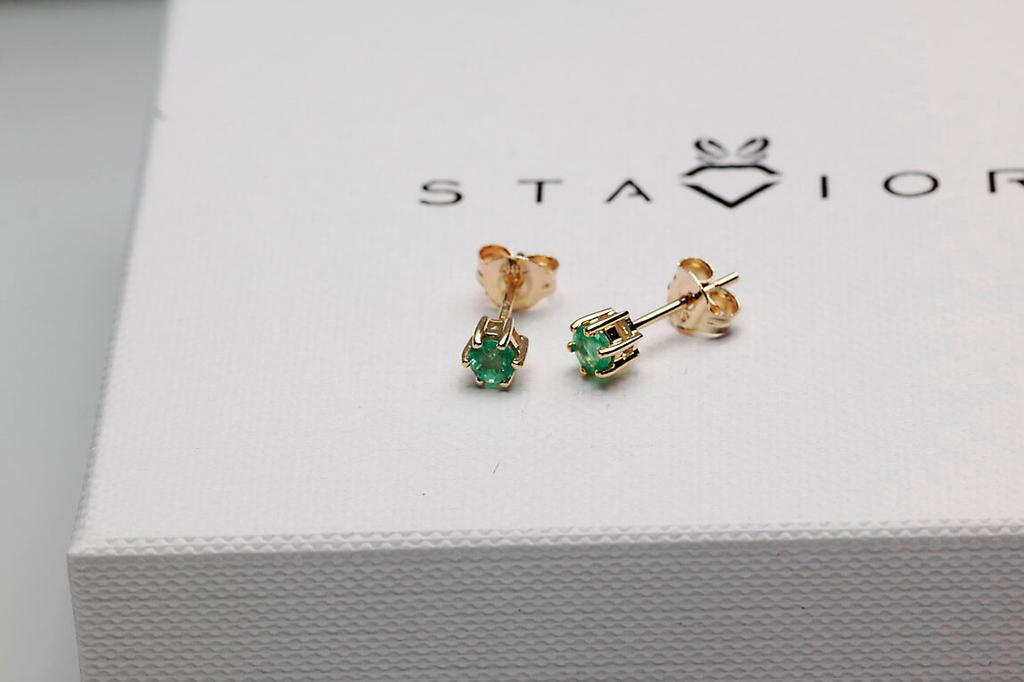 Gold Earrings with Emeralds