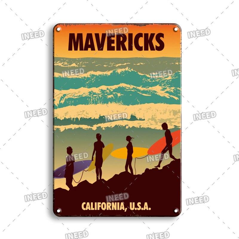 INEED Decor Vintage City Landscape Metal Tin Sign  New York London Italy  Retro Poster Travel Scenery Wall Art Stickers  Perf