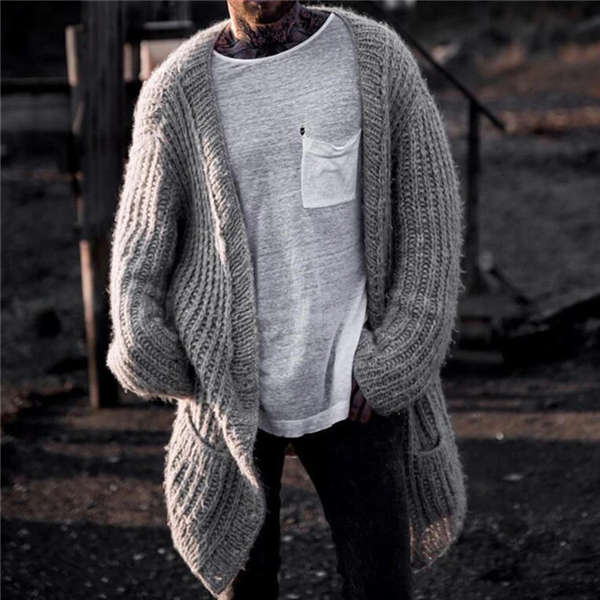 mens oversized knit cardigan
