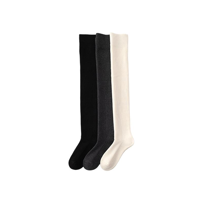 Cashmere Socks Women'S Autumn And Winter Fleece Thickened Abraded Extended Knee Socks Solid Color Versatile Thin Warm Stockings Jk