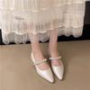 Fashion 2025 New Water Diamond High Heels Mary Jane Women's Single Shoes with Thin Heels and Pointed Shallow Mouth Women's Wedding Shoes