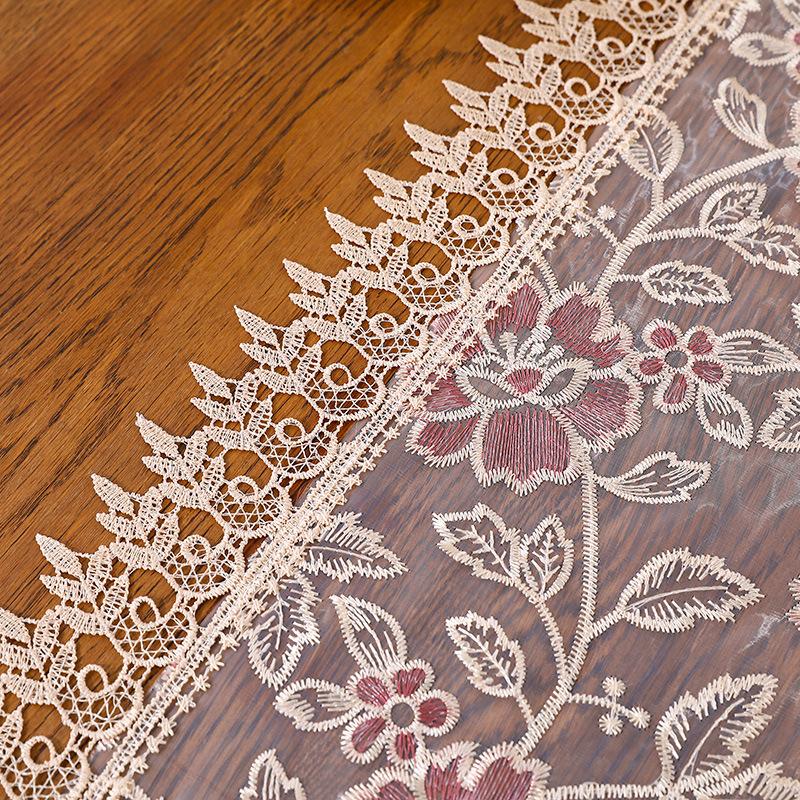 Exquisiter bestickter Tischläufer aus Polyester – Tischläufer für Feiertage, Hochzeiten, Zuhause, Esszimmerdekoration – lebendige Schreibtischdekoration aus Stoff