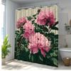 1Pc Elegant Floral Shower Curtain - Bathroom Decor With Pink Peonies & Green Foliage, Extra Long 70X70 Inches, Includes 12 Hooks