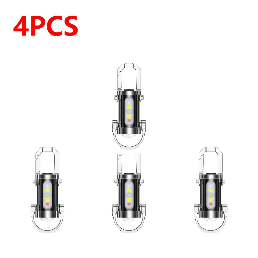 1-5PCS LED COB Flashlight USB Rechargeable Torch Aluminum Alloy Keychain Lamp Portable Pocket Outdoor Camping Working Lantern