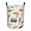 1pc DOKRIY Car-Themed Laundry Basket with Cute Bus & Traffic Signs - Canvas Hamper Suitable For, Room, Dorm Storage - Car Organizer For, Shelf Baskets