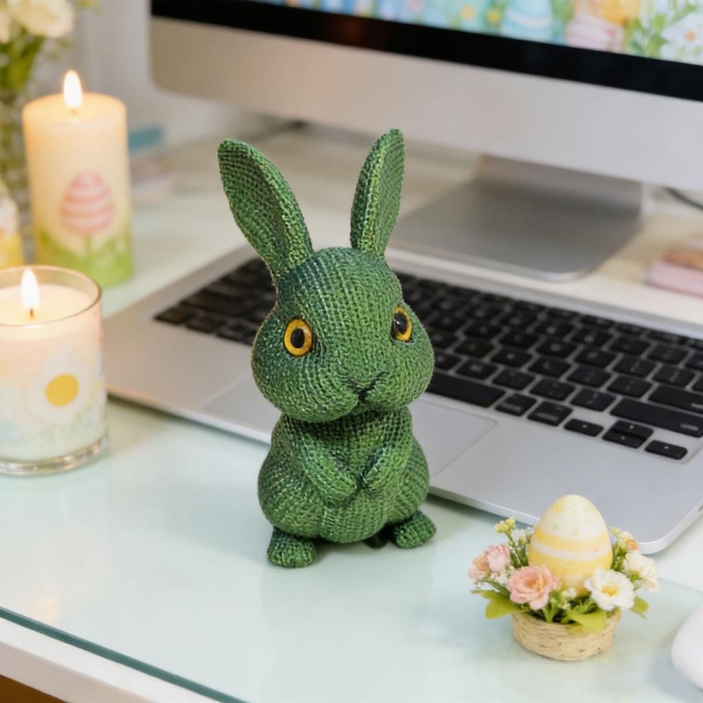 Easter Bunny Figurines Set – Colorful Knit-Textured Decorations, Cute Tabletop Ornaments For Easter Home Party Decor, Holiday Gift For Kids & Family