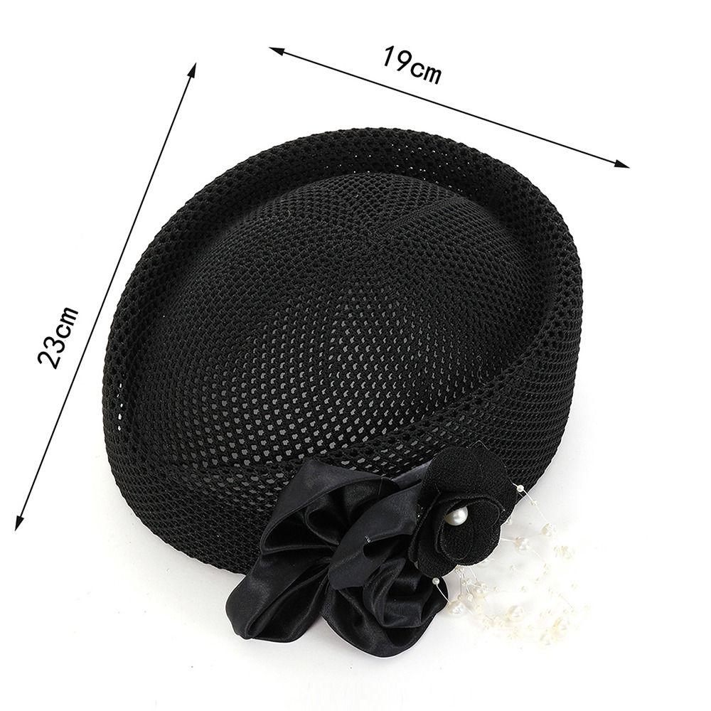 With Flower Straw Pillbox Hat Solid Painter Hat New Brimless Cap Women's