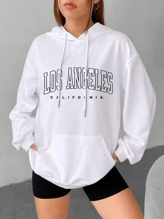 Women's Hooded Sweatshirt: 2026 Autumn Loose Fit with Printed Pockets and Fleece Jacket