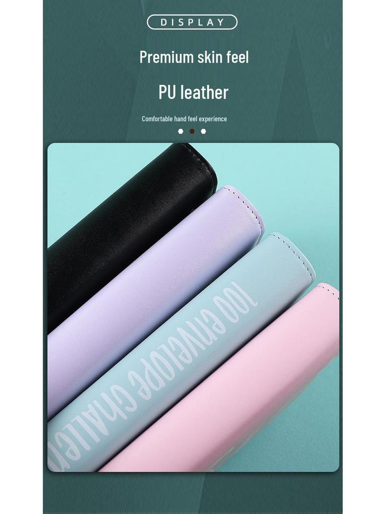 A5 Leather Macaron Notebook Binder with PU Cover and Cash Budget Organizer.