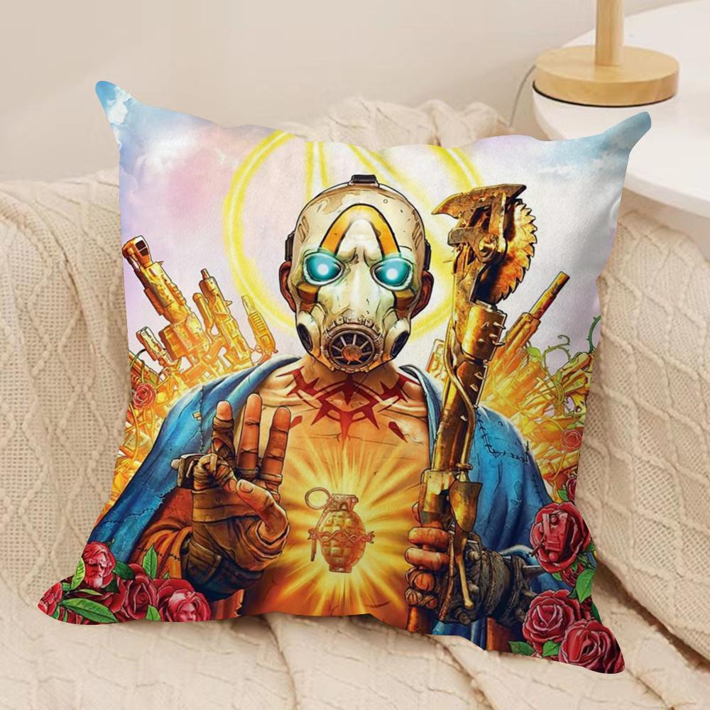 B-Borderlands Game Cushion Cover Soft Plush Fabric Double-Sided Printed Sofa Cushion Cover for All Seasons Home Decor Gift