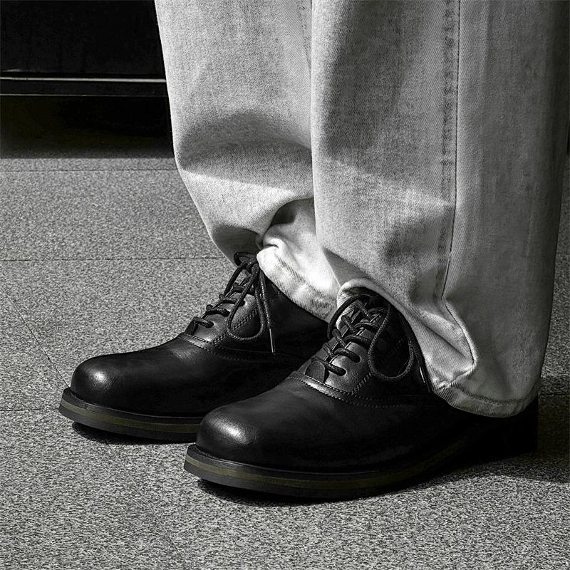 Fashion Luxury Brand Men's Thick Soled Business Work Soft Patent Leather Shoes Fashionable Wedding Oxford Leather Shoes All-match 35-48