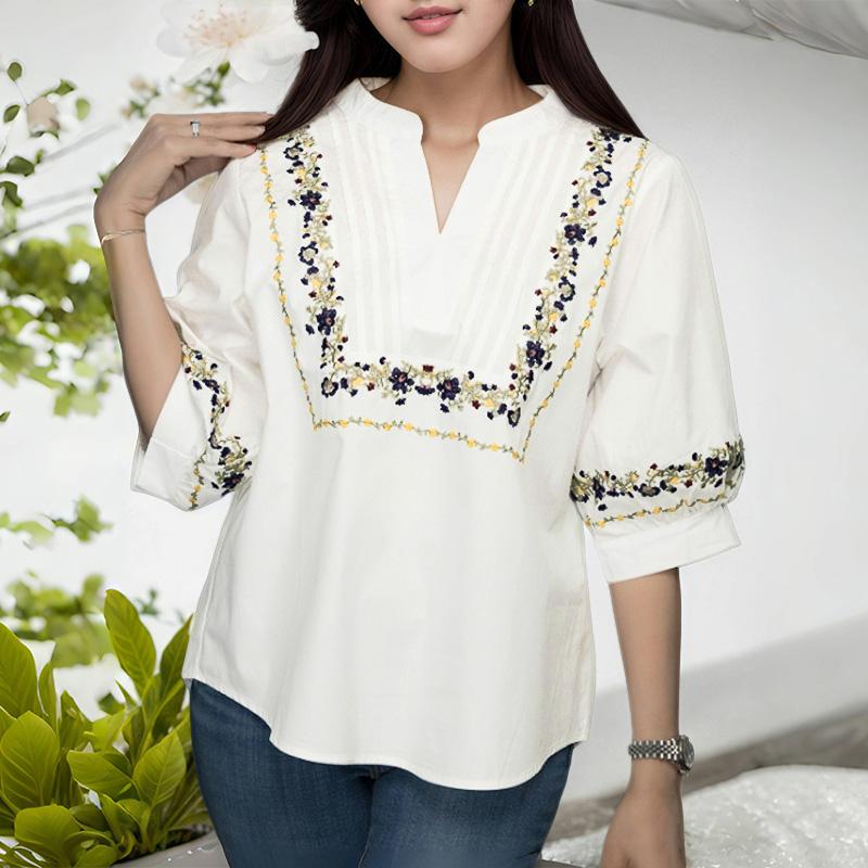 ZANZEA Women Casual V-Neck Floral Print Half Sleeve Blouse