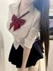 Skirt JK Ribbon M [Wuzfully] Girls' Uniform, Cute, Innocent, Cosplay, Student, Uniform, Included, 3-Piece Set, Costume, Black,