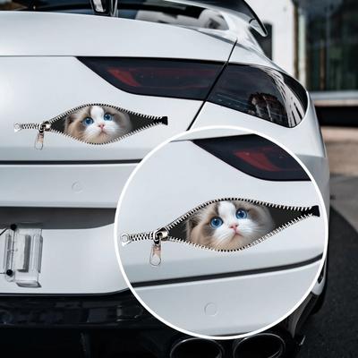 Creative Zipper Stickers Cat Car Decorative Sticker New Pet Car Stickers  Car Window Glass