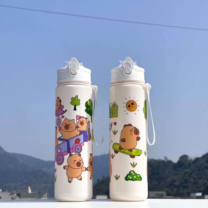 800Ml Capybara Cute Water Cup With Straw Travel Water Cup Large Capacity Kawaii Water Bottle For Boys Girls Daily Use