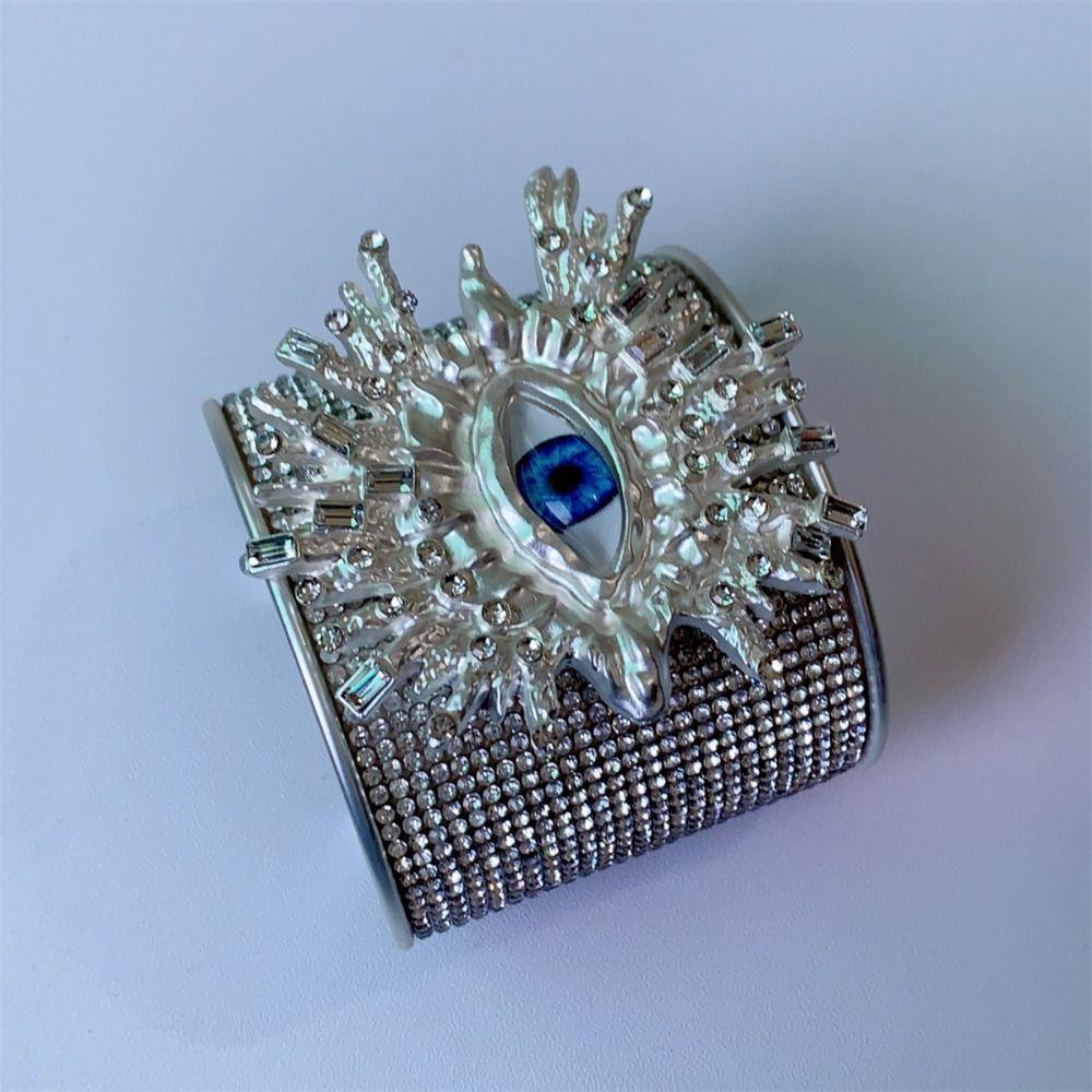 Zinc Zinc Alloy Demon's Eye Bracelets Full Rhinestone Geometric Cuff Bangles  Girls Gift