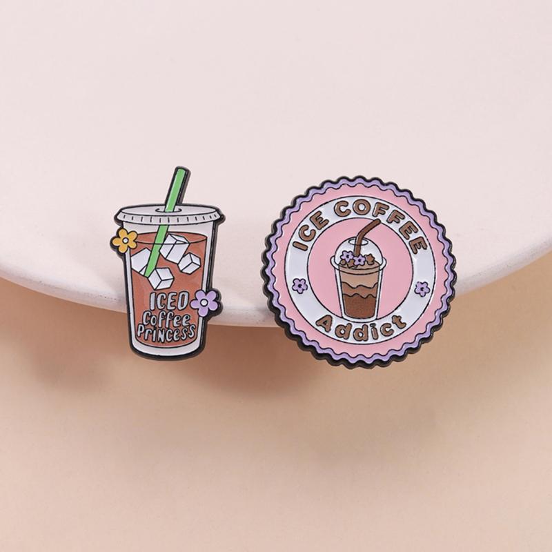 Cartoon Animal Drink Enamel Pins Witch Black Cat Elf Happiness Potion Christmas Gingerbread Coffee Drink Brooches Jewelry Gifts