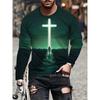3D Floral Print Men's Long-sleeved Shirt Autumn-winter Casual Men's Warm T-shirt Outdoor Street Men's Fashionable T-shirt