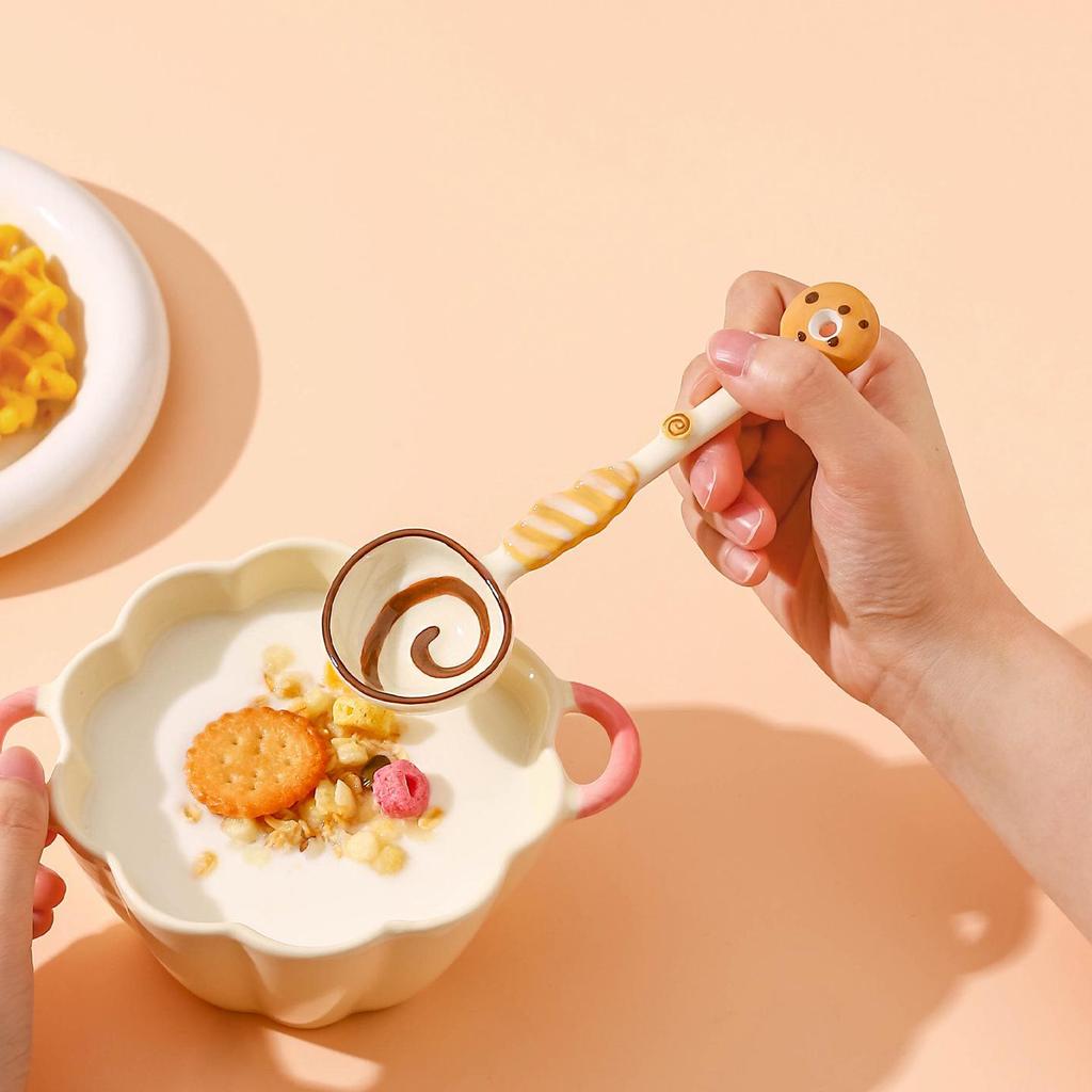 Whimsical Ceramic Long-Handled Cartoon Soup & Rice Spoon