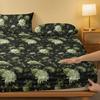 Simple 1 Modern Plant Flower Printed Matte Fitted Sheet, Bedroom Printed Bed Cover, Bedding Excluding Pillowcases