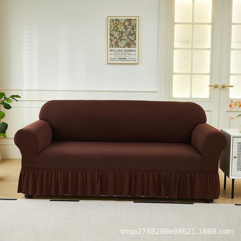 All Inclusive Elastic Sofa Set Skirt Style Dust Proof and Anti Slip All Cover for Three People and One Person Universal Cover with Tassels