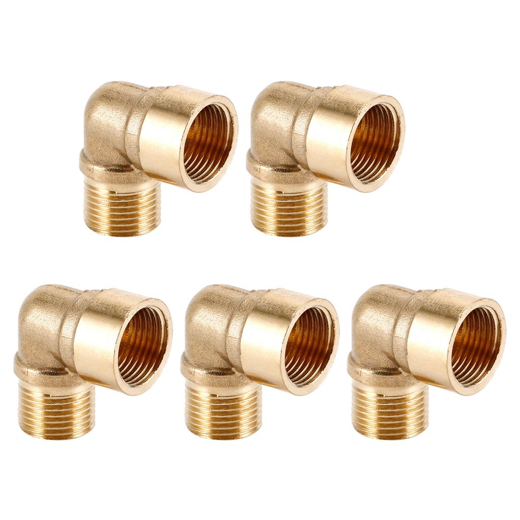Pack of 5 Brass Elbow Threaded Fittings Corrosion Resistant Threaded Elbows Set Pipe Connectors Set for Plumbing System