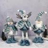 Retractable Blue Santa Claus, Snowman & Elk Christmas Ornaments