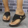 Mode Damen Sandalen Neu Leder Rutschfest Weiche Plateau Schuhe für Damen Flip Flops Sommer Keil Orthopädische Sandalen Sandalias De Mujer