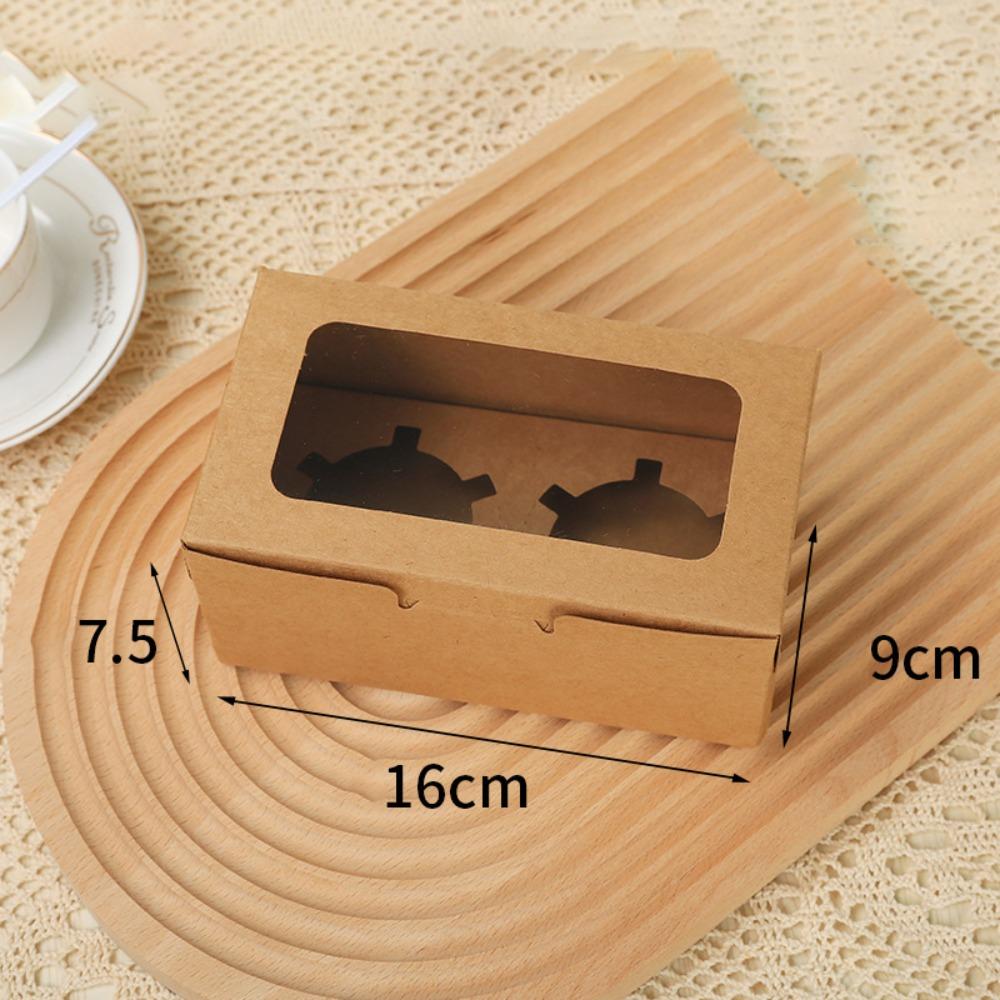 

10 шт. Прозрачная коробка для выпечки с окошком, упаковочная коробка на 1/2/4/6 отверстий, коробка для торта на день рождения, свадьбу Brown-2 Holes