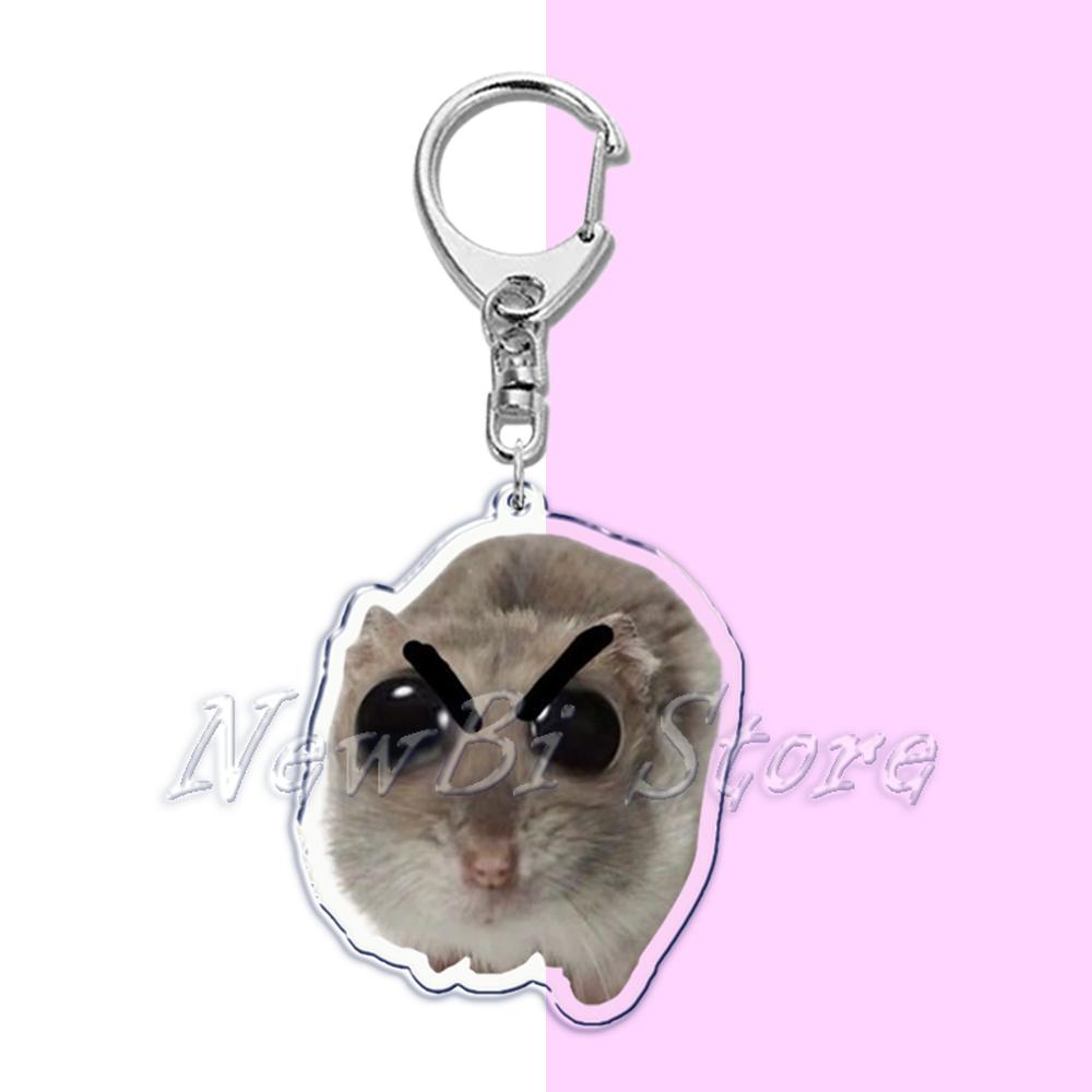 Fun Meme Im Just A Girl Sad Hamster Key Chain Keychains Ring for Accessories Bag Funny Pendant Keyring Jewelry Fans Gifts