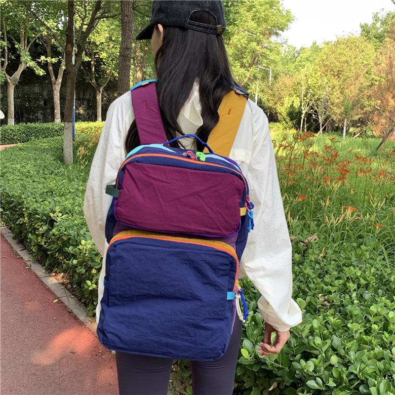 Schoolbag Backpack New Men's and Women's Large-capacity Leisure Lightweight Travel Backpack Commuter Leisure Student Schoolbag Contrasting Colors
