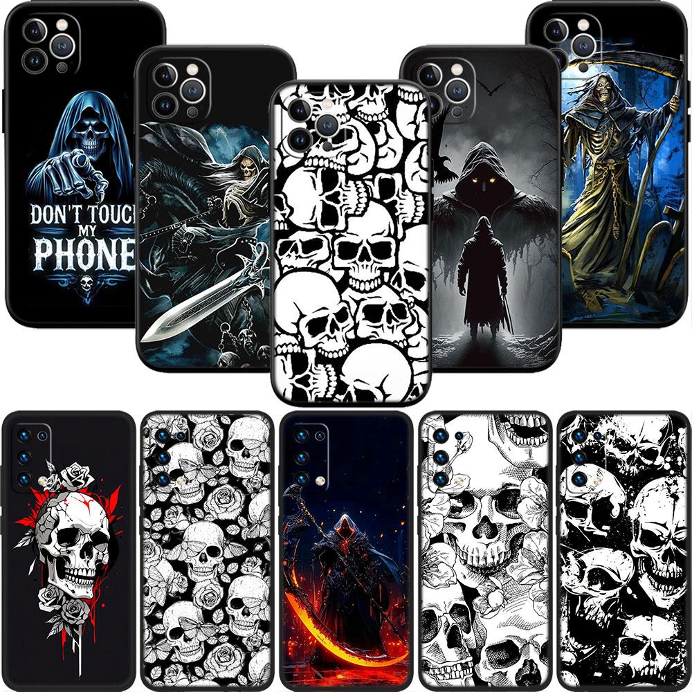 BF97 Skeleton Skull Grim Reaper Soft Shell Phone Case for Redmi Note 13 14 Pro+ Plus A3 A3X 13X 13C 13R 14S 14C 14R