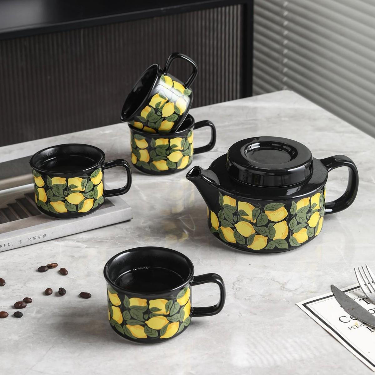 Premium Texture Pearl White Ceramic Cup Saucer Tea Coffee Set Tea Set Gift Housewarming Gift Set 800ML