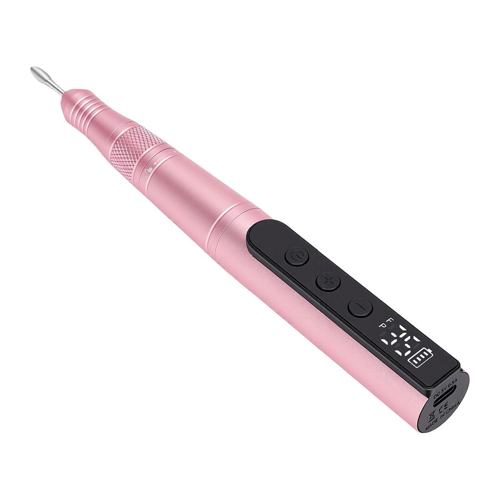 Nail Drill Rechargeable Cordless Adjustable Speed Portable Electric Nail Grinder for Manicure Pedicure Home Salon Pink