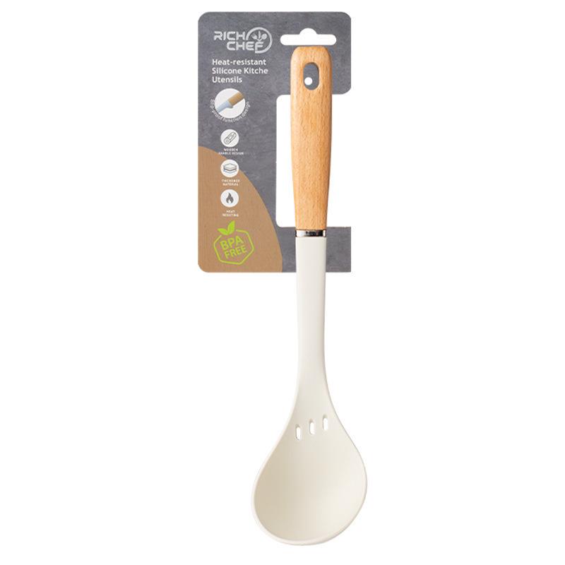 Non-Stick Silicone Kitchenware Set: Soup Ladle, Spatula, and Stir-Fry Shovel - Heat Resistant and Food-Grade Materials.